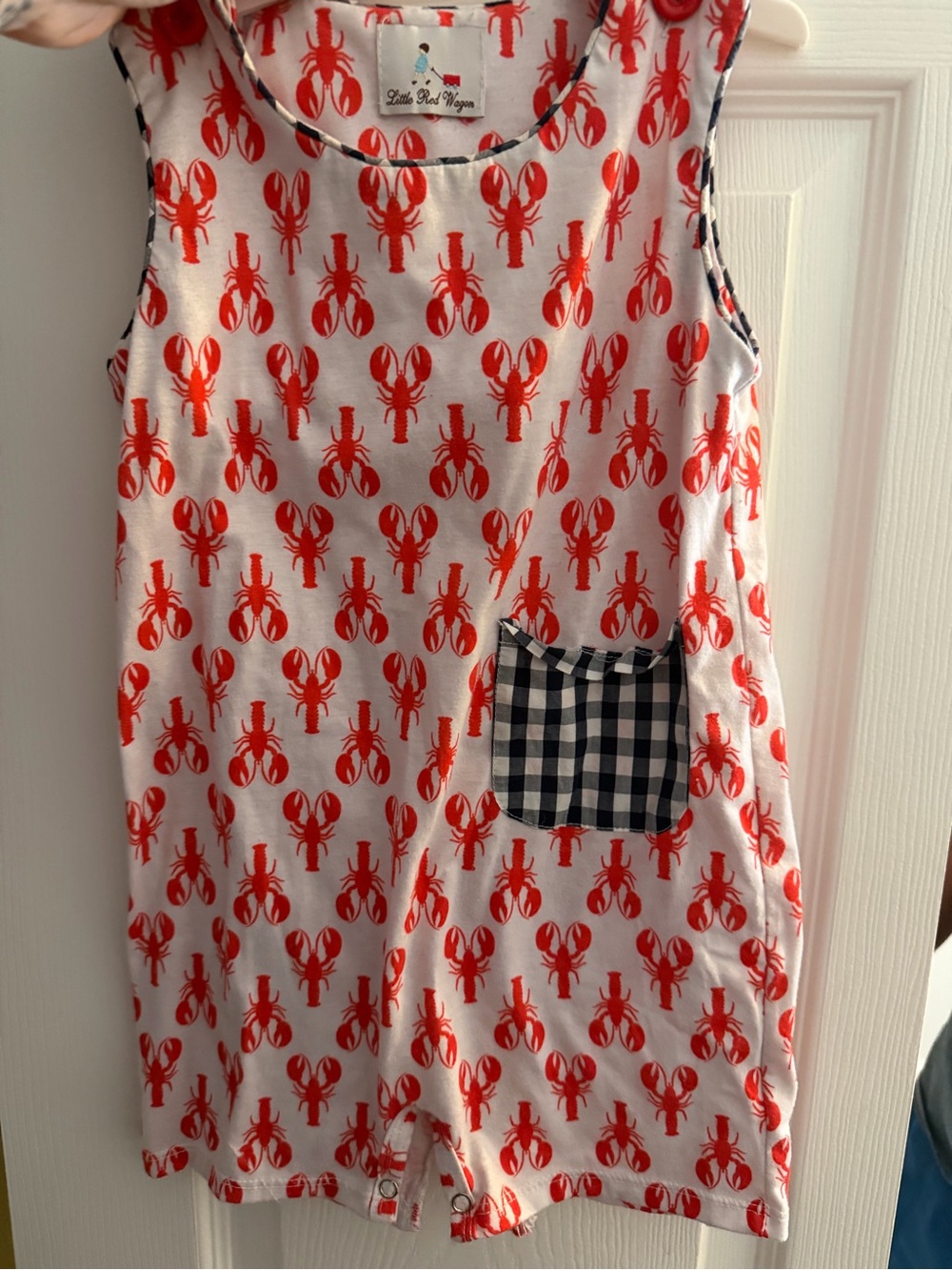 Little Red Wagon Red Lobster Print Romper